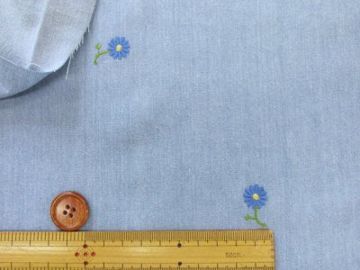 画像2: マーガレット刺繍　5オンス デニム生地　衣料からバッグ小物まで幅広く適用!!