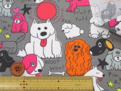 画像3: noraシリーズ カラフルドッグ 犬柄 インクジェットプリント シーチング生地 ラミネート つや消し