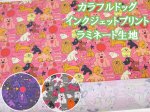 画像1: noraシリーズ　カラフルドッグ　犬柄　インクジェットプリント　シーチング生地　ラミネート つや消し (1)