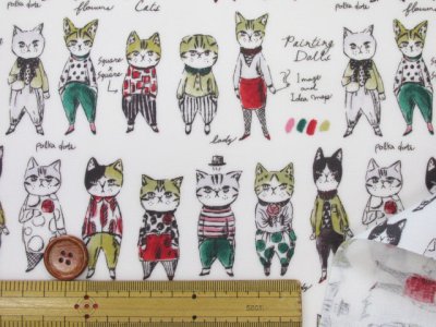 画像1: YUWA 有輪商店 sobakasu-kids. オシャレキャット ネコ・猫柄 シャーティング生地 ラミネート つや消し