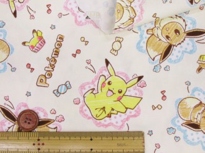 画像1: ポケットモンスター ポケモン お菓子柄 オックス生地
