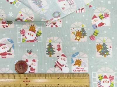 画像1: クリスマス サンタの窓 スケア生地 コスモテキスタイル