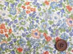 画像1: リバティー調　エンジェルガーデン　フラワー・花柄　60ローン生地　ラミネートはぎれ６０ｃｍ↑(オフ×ブルー系b) (1)