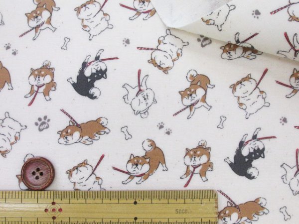 わがまま柴犬 柴犬・犬柄 オックス生地 (生成り地) ラミネート つや消し