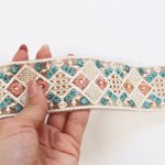 画像3: 約4.5cm巾インド刺繍リボン ダイヤクロスフラワー インドリボン 刺繍 リボン テープ (3)