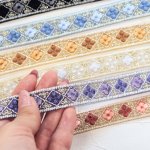 画像3: 約2cm巾インド刺繍リボン スモールダイヤフラワー インドリボン 刺繍 リボン テープ (3)