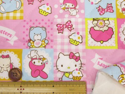 画像1: サンリオ キャラクターズ スクエア柄 半針キルト