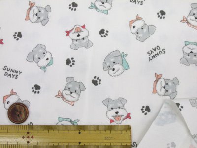 画像1: 可愛いシュナウザー シュナウザー ペット 犬柄 オックス生地 コスモテキスタイル
