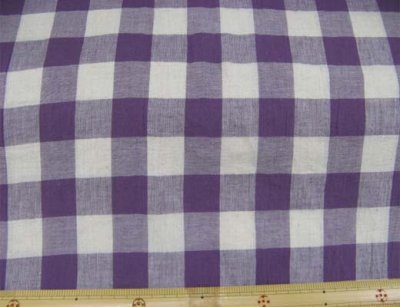 画像1: 綿麻ブロックチェック　3cm角　（紫）