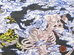 画像2: さららシリーズ　妖怪　髑髏　魑魅魍魎柄　インクジェットプリント　シーチング生地 (2)