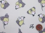 画像2: 可愛い お侍さん　人・侍柄　シーチング生地 (ライトベージュ)  ラミネート　つや消し 小泉ライフテックス (2)