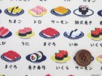 画像2: お寿司　回転寿司　寿司柄　シーチング生地　(アイボリー)   ラミネート　つや消し (2)
