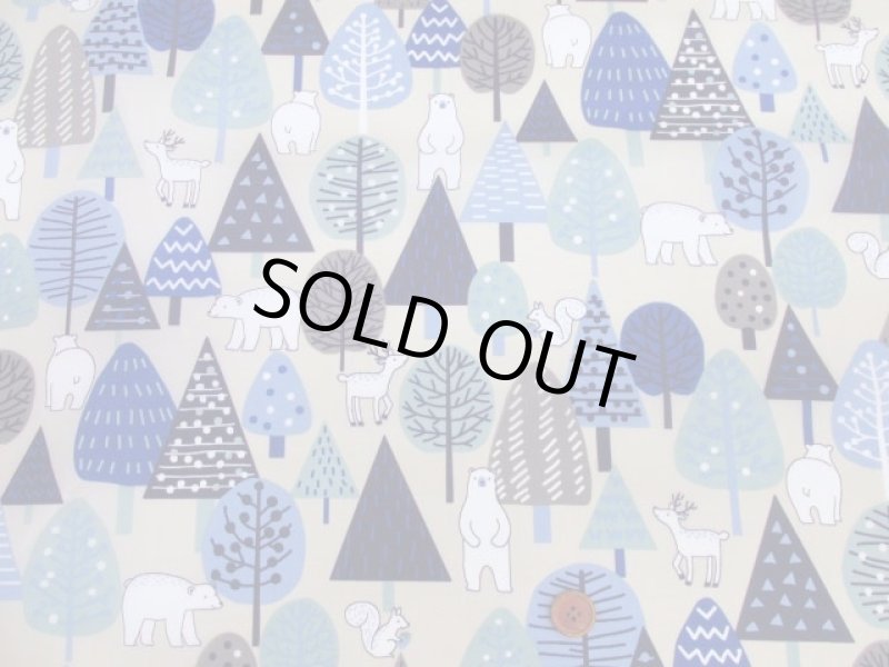 画像3: 撥水加工　アニマルフォレスト　動物・森柄　ナイロンオックス生地 (3)