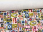 画像1: レトロ看板　パッケージ柄　11号帆布生地　(生成り)　ラミネート　つや消し コスモテキスタイル (1)