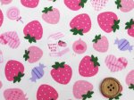 画像2: お気に入りシリーズ　いちごみるく キャンディー 苺 イチゴ柄　オックス生地 (2)