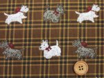 画像2: 現品限り!! テリアチェック ヨークシャテリア ドッグ 犬柄 コール天 コーデュロイ生地 (2)