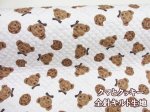 画像1: クマとクッキー　くま・チョコチップクッキー・動物柄 オックス生地 全針キルト (生成り) (1)