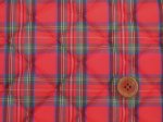 画像2: 撥水加工 タータンチェック　チェック柄 (レッド) ナイロンタフタ生地　半針キルト生地 (2)