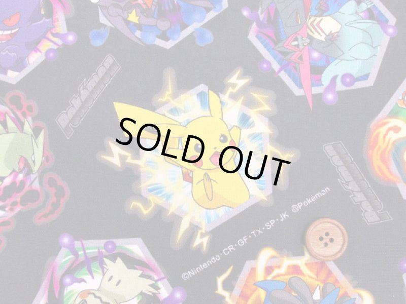 画像2: ポケットモンスター アタックエフェクト ポケモン柄 インクジェットプリント オックス生地(ダークグレー) (2)