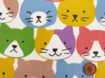 画像2: キャットフェイス　ネコ・ねこ・猫柄　オックス生地 (カラフル)　ラミネート　つや消し (2)