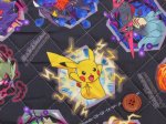 画像2: ポケットモンスター アタックエフェクト ポケモン柄 インクジェットプリント オックス生地(ダークグレー)  半針キルト (2)