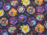画像3: ポケットモンスター アタックエフェクト ポケモン柄 インクジェットプリント オックス生地(ダークグレー)  半針キルト (3)