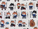 画像2: しば侍　柴犬・侍　犬柄　ドビー生地 (生成り) コスモテキスタイル (2)