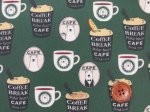 画像2: 白くまカフェ　コーヒー・クマ柄　ツイル生地　コットンこばやし (グリーン)　ラミネート　つや消し (2)