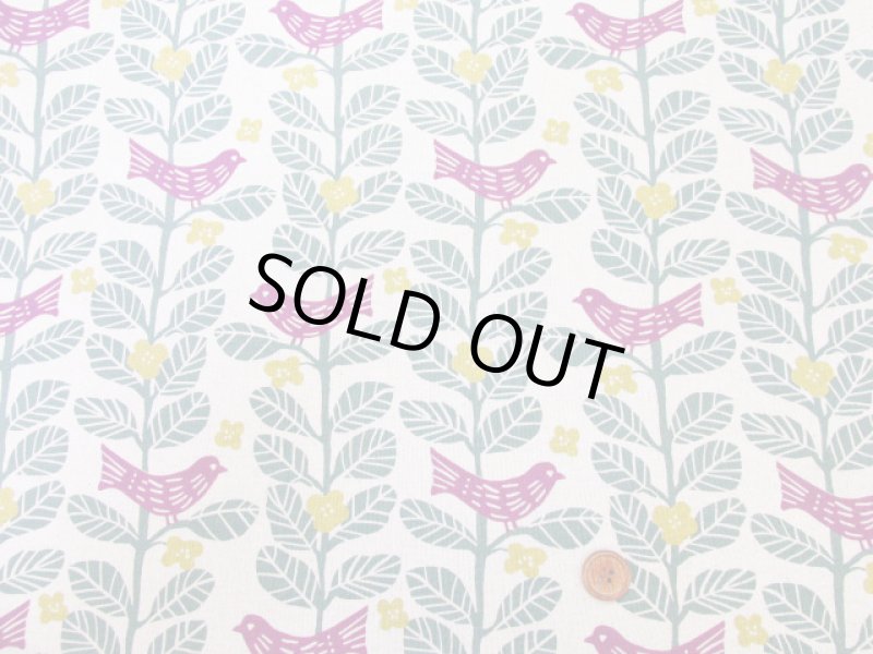 画像3: 北欧風　カスビィバード　鳥・花柄　コットンリネンキャンバス生地 (3)