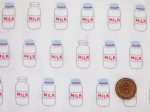 画像2: かわいい　ミルク瓶　ミルク柄　ダブルガーゼ生地(オフホワイト) (2)
