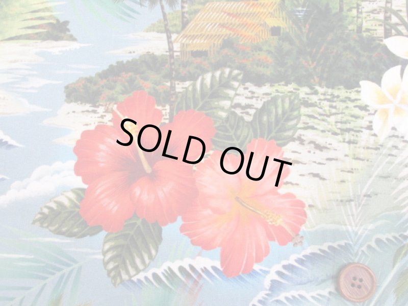 画像2: さららシリーズ　ハワイアン・アイランドビーチ・ハイビスカス柄　インクジェットプリント　シーチング生地 (2)
