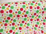 画像1: スイカゲーム　フルーツ柄　シーチング生地 (オフホワイト) 　全針キルト (1)