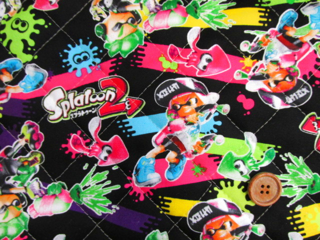 2018年 スプラトゥーン2柄 (黒) オックス キルト生地