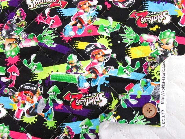 2018年 スプラトゥーン2柄 (黒) オックス キルト生地