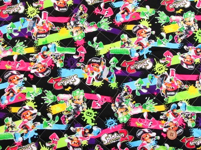 2018年 スプラトゥーン2柄 (黒) オックス キルト生地
