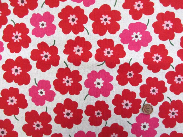 綿麻キャンバス 北欧風 シンプルフラワー 花柄