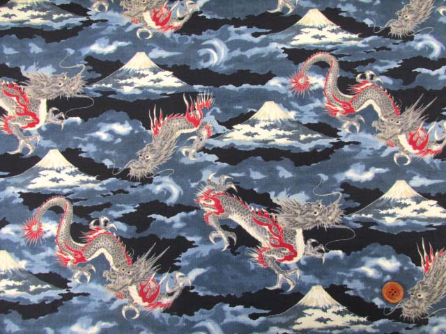 和柄 富士山 龍柄 ドビー生地