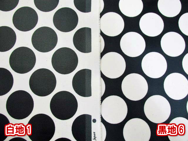 11号帆布 5cmドット 水玉柄 ラミネート つや消し