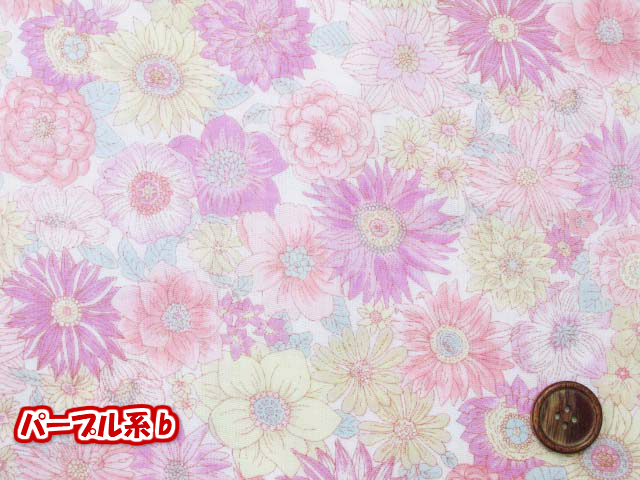 ｗガーゼ リバティ風 ビューティフルフラワー 花柄