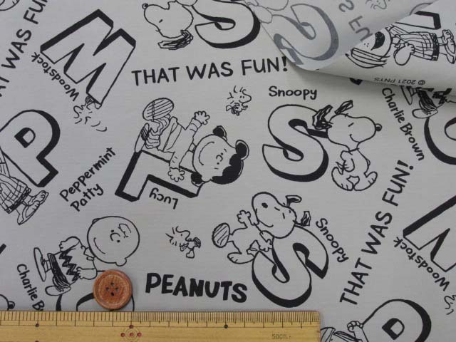 21年 撥水加工 Sn スヌーピー シンプルアルファベット柄 ナイロンタフタ生地