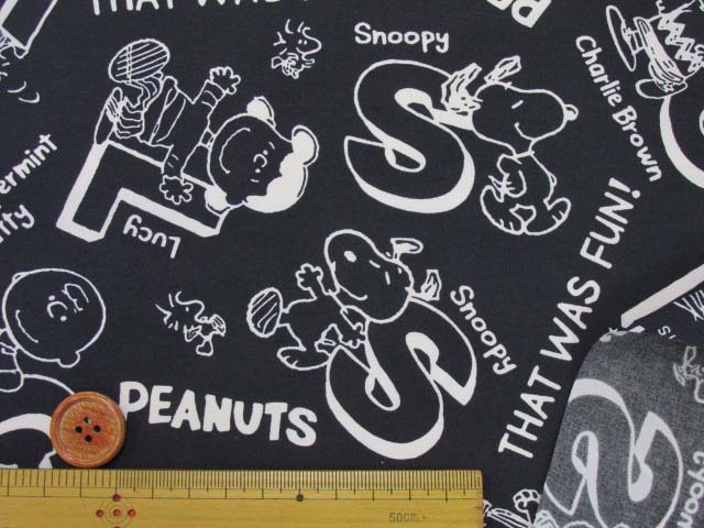 21年 撥水加工 Sn スヌーピー シンプルアルファベット柄 ナイロンタフタ生地