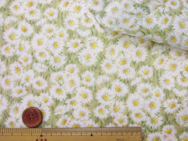 レトロコレクション デイジー フラワー 花柄 60ローン生地 ラミネート つや消し