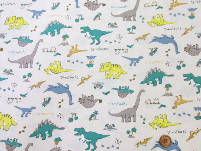 ジュラシックダイナソー 恐竜柄 Cbポプリン生地