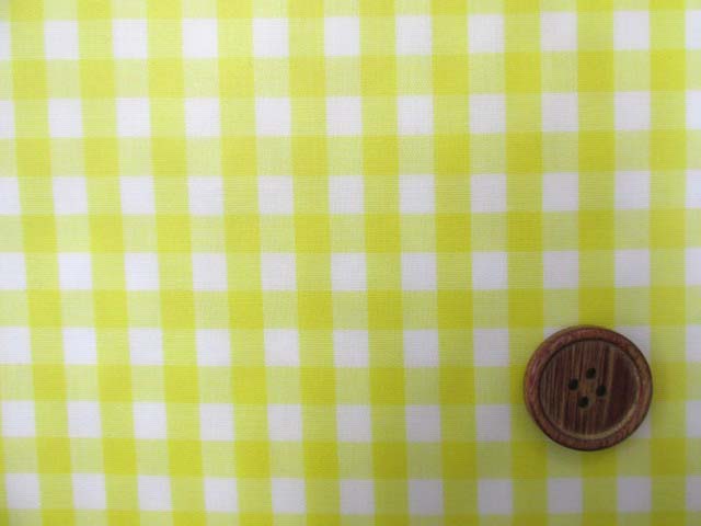 定番ギンガムチェック１１０ｃｍ巾 大 ６mm角 黄色 ラミネート