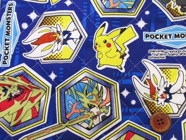 21年 ポケットモンスター ソード シールド柄 ネイビー オックス生地 半針キルト